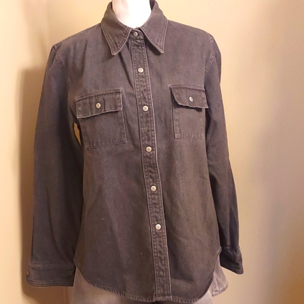 GAP Women's Button Down Shirt - Gray